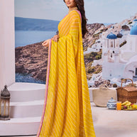 Trendy yellow saree casual wear