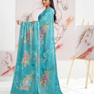 Laxmipati Murli Blue Chiffon Floral Saree