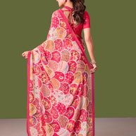 Laxmipati Dillagi Pink Georgette Floral Saree