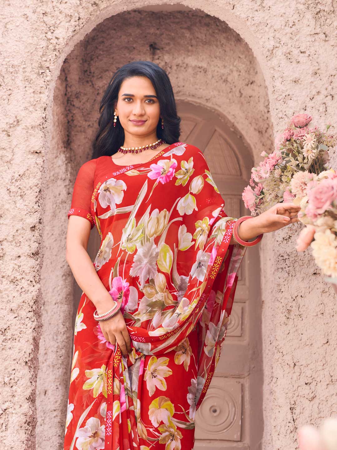 elegant georgette saree style