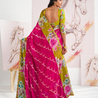 Laxmipati Murli Pink Chiffon Floral Saree