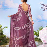 Purple geometric printed silk saree casual wear wear