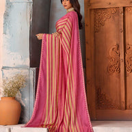 Pink striped silk blend saree daily wear