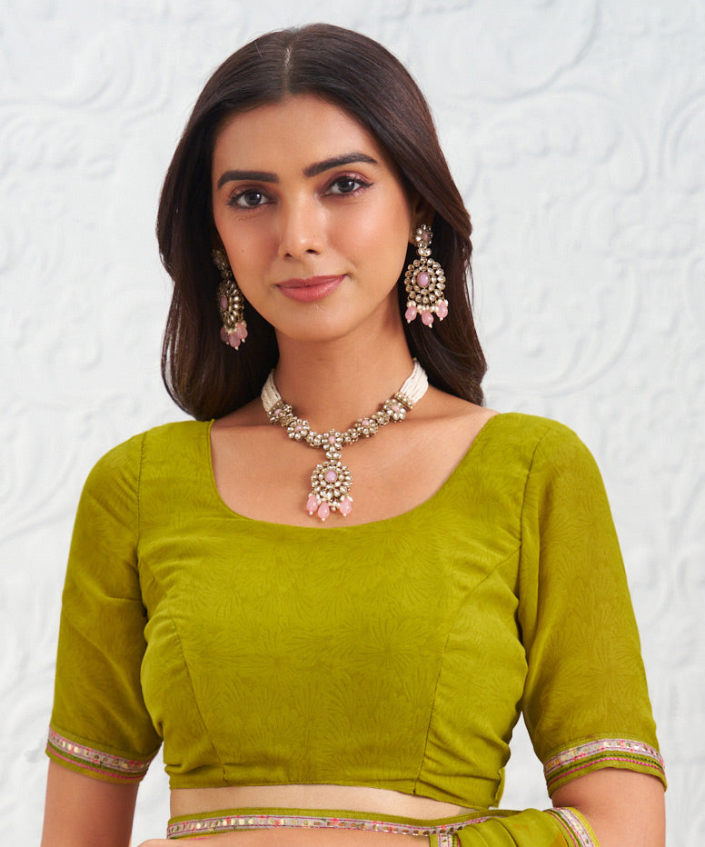 bottle green saree