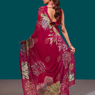 Laxmipati Dillagi Pink Georgette Floral Saree