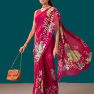 Laxmipati Dillagi Pink Georgette Floral Saree