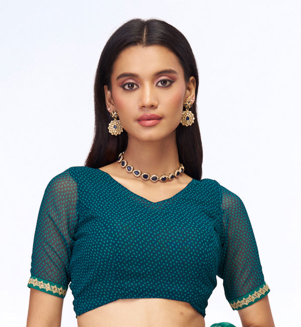 green georgette saree