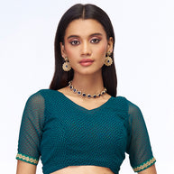green georgette saree