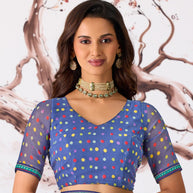 blue georgette saree