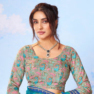 Blue solid chiffon saree office wear
