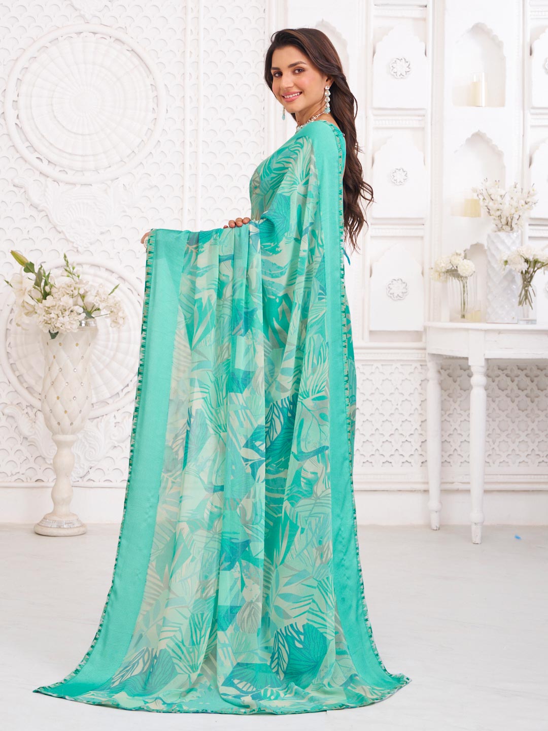 blue saree for summer wear