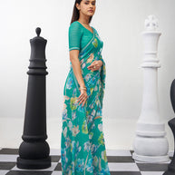 Green floral saree lightweight wear