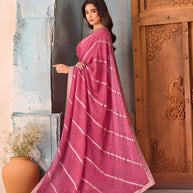 Pink woven silk blend saree party wear