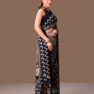 Laxmipati Dillagi Black Georgette Floral Saree