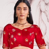 Laxmipati Murli Red Silk Blend Floral Saree