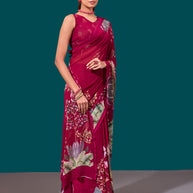 Laxmipati Dillagi Pink Georgette Floral Saree