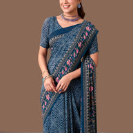 Laxmipati Dillagi Navy Blue Georgette Floral Saree