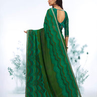 Green geometric printed georgette saree party wear