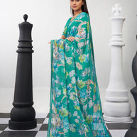 Green printed saree daily use