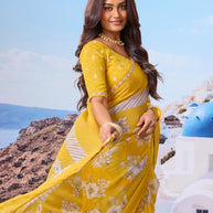 Stylish yellow saree design