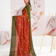 Laxmipati Murli Red Chiffon Floral Saree