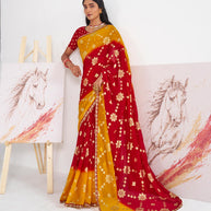 Laxmipati Murli Maroon Georgette Floral Saree