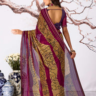 Purple floral printed georgette saree daily wear