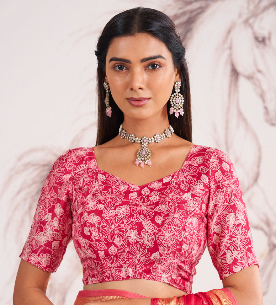 Laxmipati Murli Pink Chiffon Floral Saree