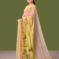 Laxmipati Dillagi Yellow Georgette Floral Saree