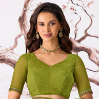 green georgette saree