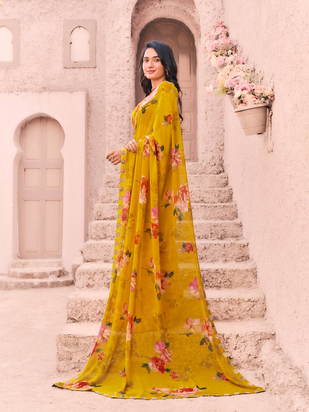 mustard saree for festive look