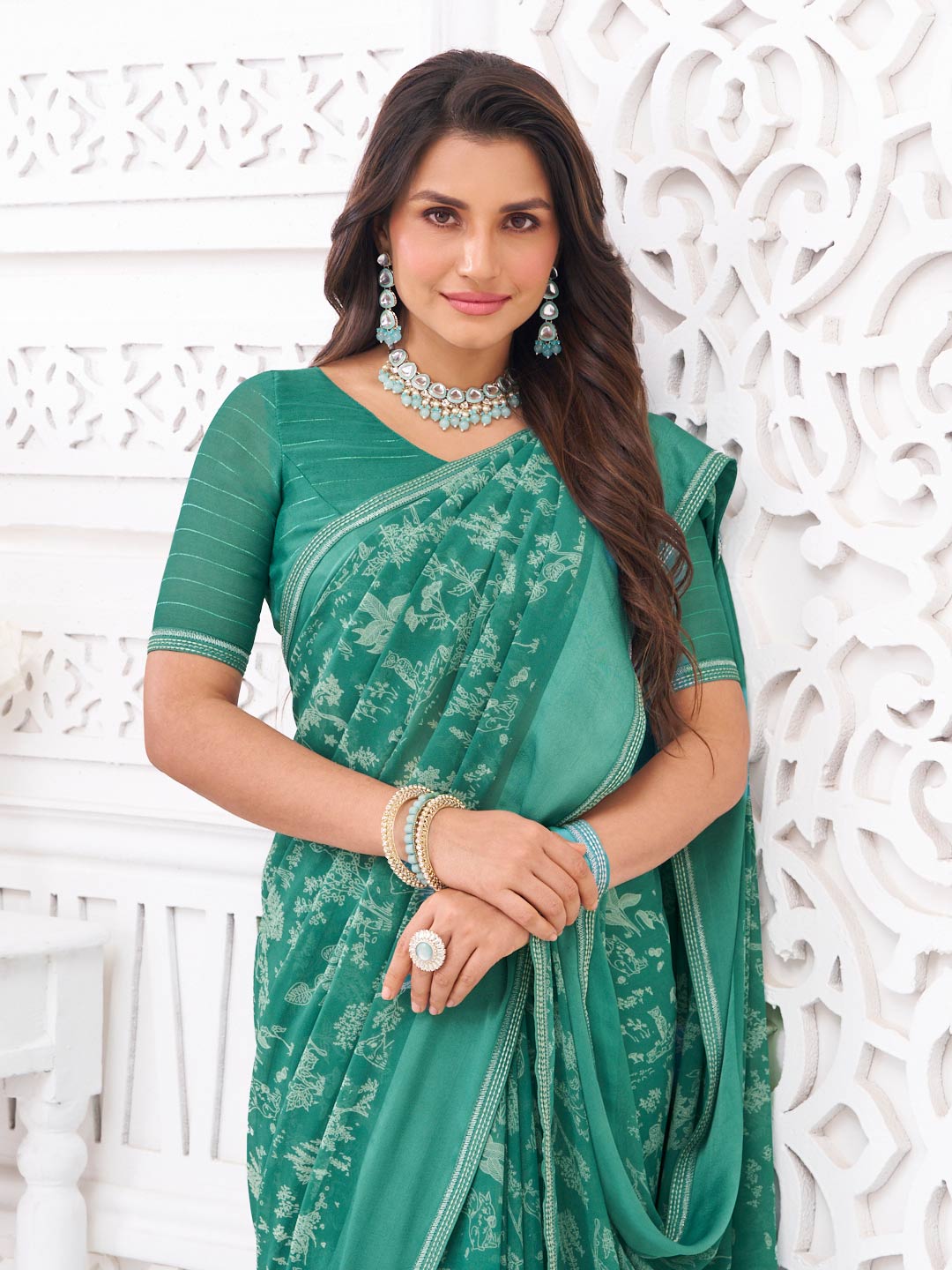 green saree for daily wear