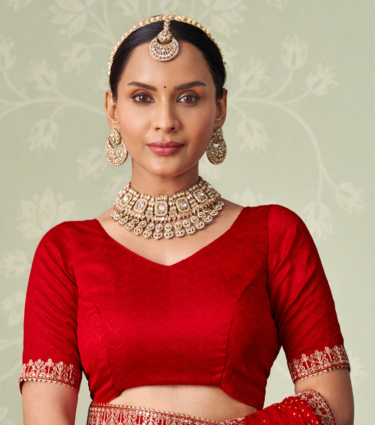 red designer saree