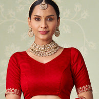 red designer saree