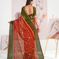 Laxmipati Murli Red Chiffon Floral Saree