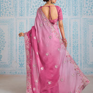 Laxmipati Aanya Pink Chiffon Embroidered Saree