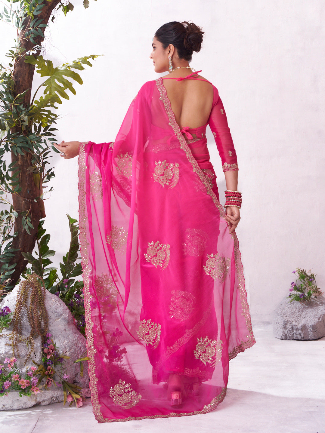 Pink luxury saree
