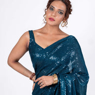 blue georgette saree