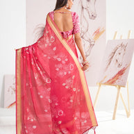 Laxmipati Murli Pink Chiffon Floral Saree