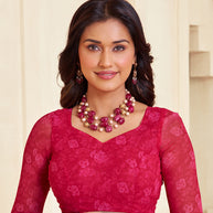Pink trendy floral saree