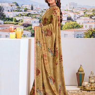 Elegant brown printed saree