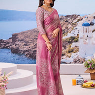 Elegant purple printed saree