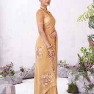 Brown embroidered saree elegant wear
