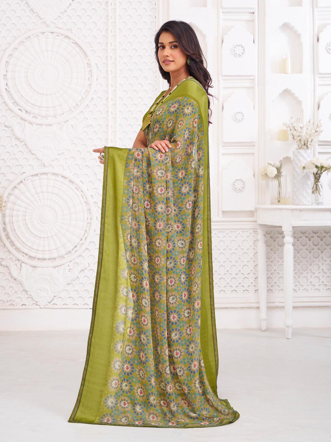 green saree for summer wear