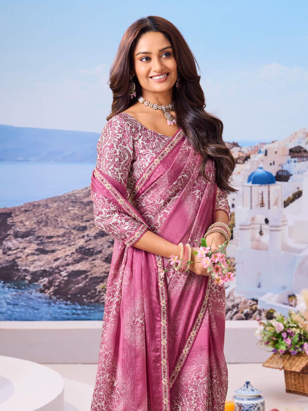 Stylish floral saree