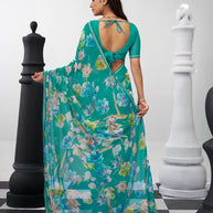 Green stylish floral saree