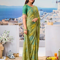 Stylish green printed saree