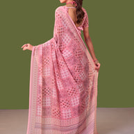 Laxmipati Dillagi Pink Georgette Floral Saree