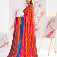 Laxmipati Murli Orange Silk Blend Geometric Saree