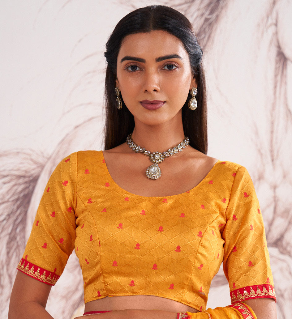 Laxmipati Murli Orange Chiffon Geometric Saree